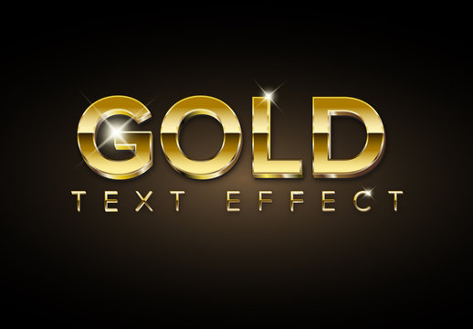 Golden Metallic 3D Text Effect with Glitter