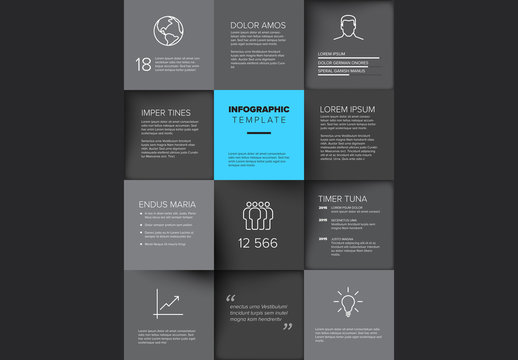 Multipurpose Vertical Gray Mosaic Infographic Layout