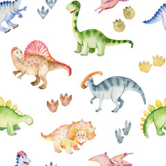 Obraz premium Watercolor cute dinosaurs.