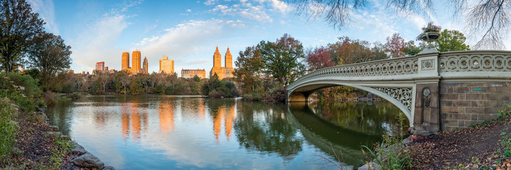 Fototapeta na wymiar Bow Bridge at the Lake in Central Park, New York City, USA