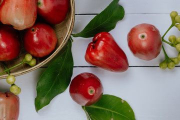 water apple / rose apple on a white wooden table