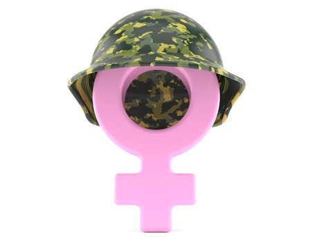 Female Gender Symbol With Military Helmet