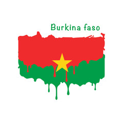 Painted Burkina faso flag, flag paint drips. Stock vector illustration isolated on white background