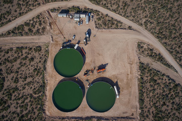 battery of water tanks in reservoir