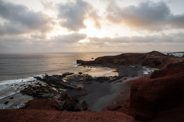 sunset on cliff of Lanzarote, Spain