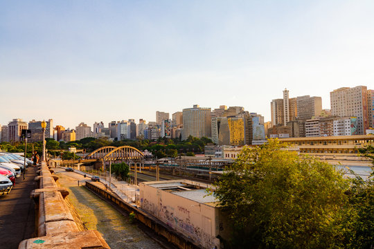 Belo Horizonte downtown skyline at sunset