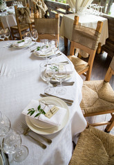 table set for a wedding reception
