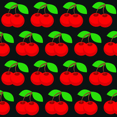 Cherry pattern on black background
