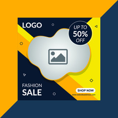 Fashion sale social media post template. Promotion banner template