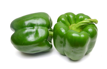 Green pepper on white background