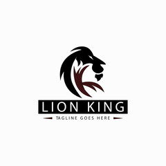 Lion King logo design template. King Letter K logo design concept. Vector illustration