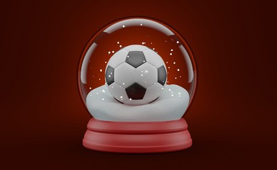 Soccer ball inside christmas glass ball