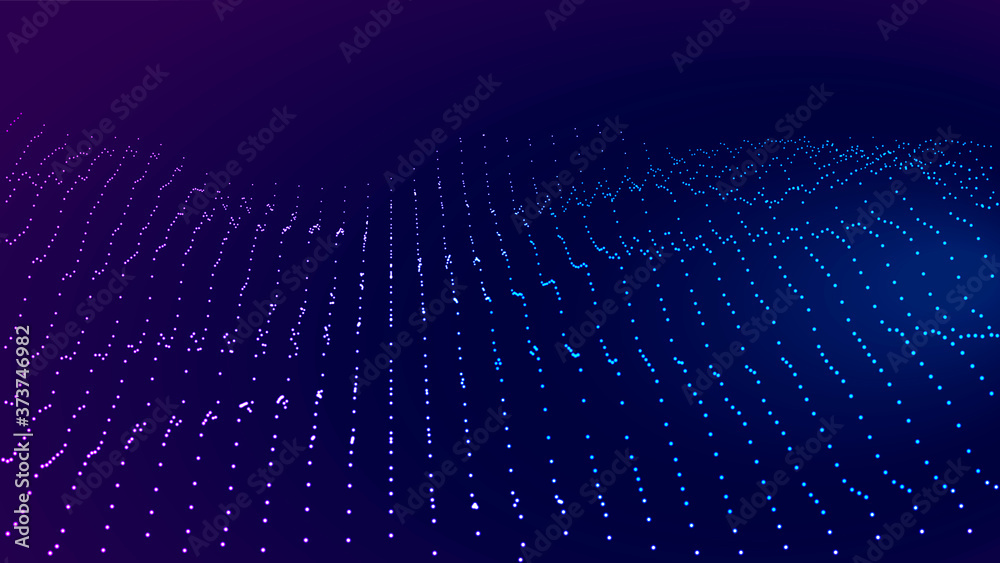 Aufkleber Abstract digital wave of particles. Futuristic point wave. Technology background vector. Vector illustration