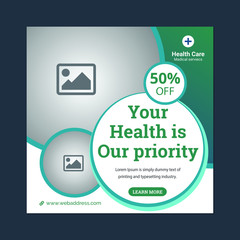 Medical Social Media Post Template, Editable Healthcare Social Media Banner Template