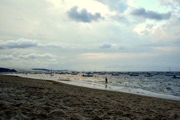 Strand von Arcachon bei stürmischem Wetter