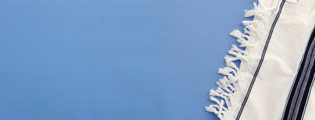 religion concept of White Prayer Shawl - Tallit, jewish religious symbol