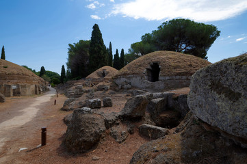 Ancient Etruscan city, burial mounds. The necropolis of Banditaccia or ancient city of Caere,...