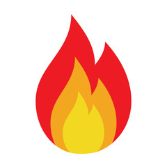 Icon flame, fire, glow. Danger sign, warning, attention. Vector on white background.
