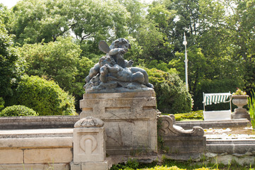 Fototapeta na wymiar King's residence Euxinograd, sculptures in park, Bulgaria.