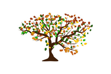 Naklejka na ściany i meble Family Tree of Life Stamp Seal Emblem Oak Banyan Maple logo design vector