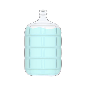 Glass Water Jug, 5 Gallon Water Jug, Container, Emergency Water Supply Vector Illustration