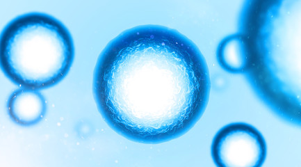 Human (animal) cell under microscope (3D illustration)