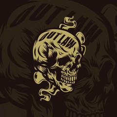 Outlaw Skull Apparel Design Illustration
