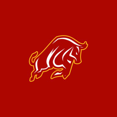 Modern Bull Mascot Silhouette Logo Vector