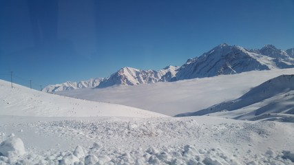 Obraz premium snowy mountains and winter season 