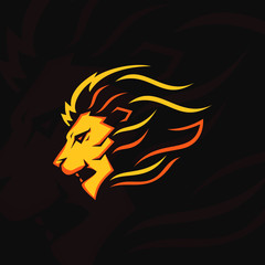 Simple Lion Head Vector Mascot Illustration