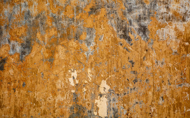 Horizontal background textured of stone wall, copyspace ready for design, wallpaper, advertising. Surface of cement, house wall in close up, macro . Old-fashioned style, decorative.