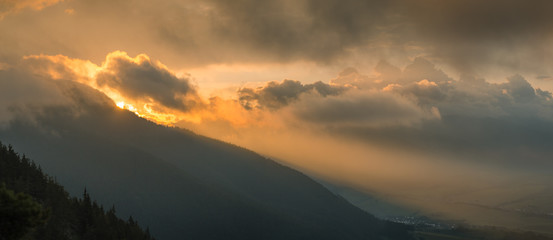 The photo shows sunset in beautiful country of Slovakia.