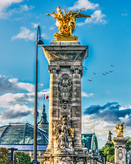 statues, pont alexendre III in Paris, France