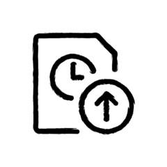 vector illustration hand drawn icon oftime clock file upload