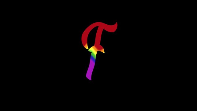 Waving Letter F with Rainbow inside with alpha channel animated motion graphics