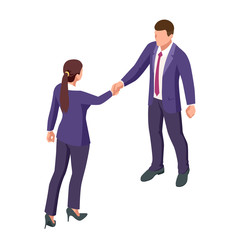Isometric Business to Business Marketing, B2B Solution, business marketing concept. Two business partners shaking hands.