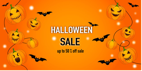 Happy Halloween sale banners or party invitation background. Vector.