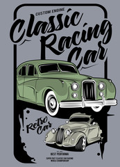 classic racing car, illustration of a classic luxury car