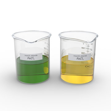 3D rendering of aqueous solutions of iron isolated on white