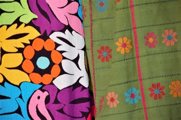 colorful mexican textiles with flower patterns 