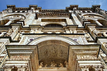 Facade of the historic Certosa di Pavia (Lombardy Italy) medieval monument