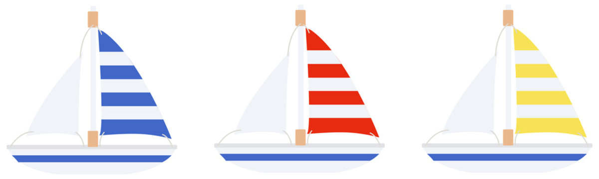 イラスト素材 ヨット 船 乗り物 帆船 夏 かわいい ベクター Vector De Stock Adobe Stock