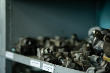 metal parts in the repair shop in production, parts in the factory