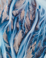 A glacial rivers from above. Aerial photograph of the river streams from Icelandic glaciers....