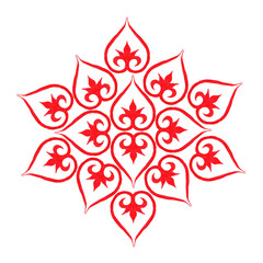 Fototapeta na wymiar national, traditional Tatar, Kazakh, oriental pattern of red, fiery, hearts