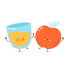 Cute happy apple and juice glass