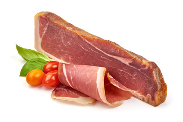 Jamon, jerked ham, isolated on white background