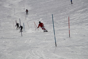 skiing man skier winter ski resort

