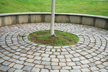 Gray cobblestone artistically laid in a park in Bavaria