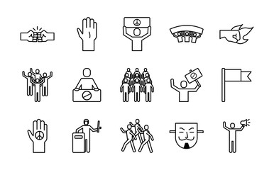 bundle of fifteen protest set icons